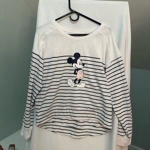 Woman's Gap Mickey Mouse Striped Shirt - Black & White Size Small
